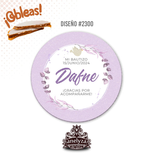 OBLEAS RELLENAS PERSONALIZADAS DISEÑO #2300 BAUTIZO