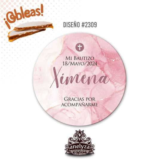 OBLEAS RELLENAS PERSONALIZADAS DISEÑO #2309 BAUTIZO