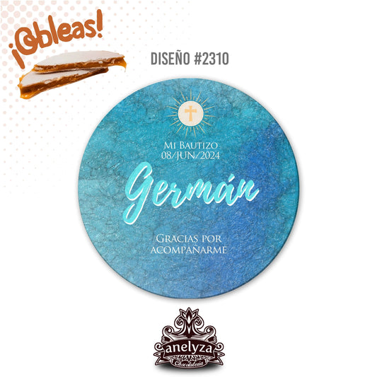 OBLEAS RELLENAS PERSONALIZADAS DISEÑO #2310 BAUTIZO