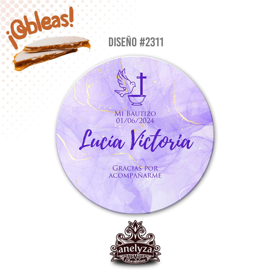 OBLEAS RELLENAS PERSONALIZADAS DISEÑO #2311 BAUTIZO