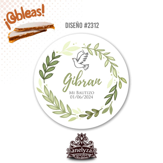 OBLEAS RELLENAS PERSONALIZADAS DISEÑO #2312 BAUTIZO