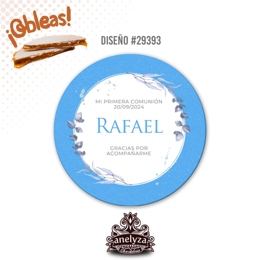 OBLEAS RELLENAS PERSONALIZADAS DISEÑO #29393 AZUL CELESTE PRIMERA COMUNIÓN