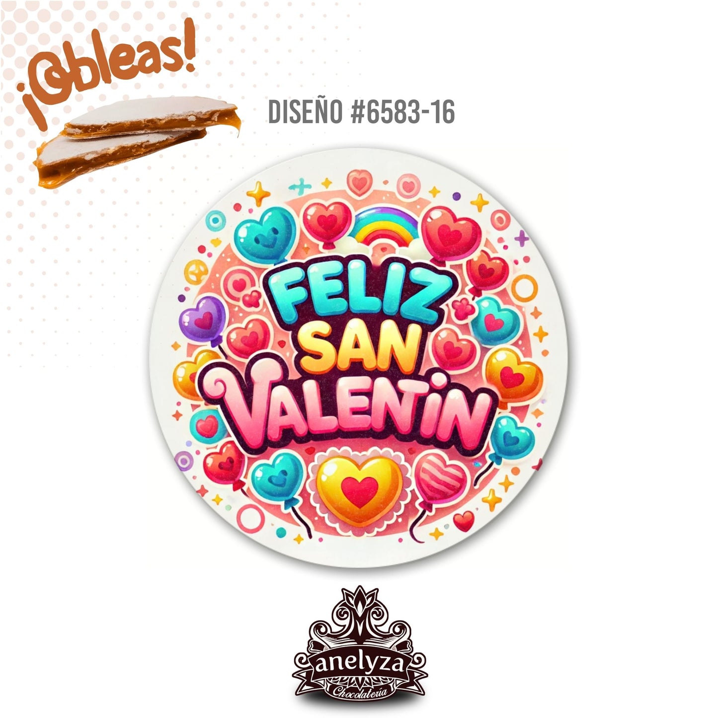OBLEAS RELLENAS PERSONALIZADAS DISEÑ0 #6583-16 SAN VALENTIN