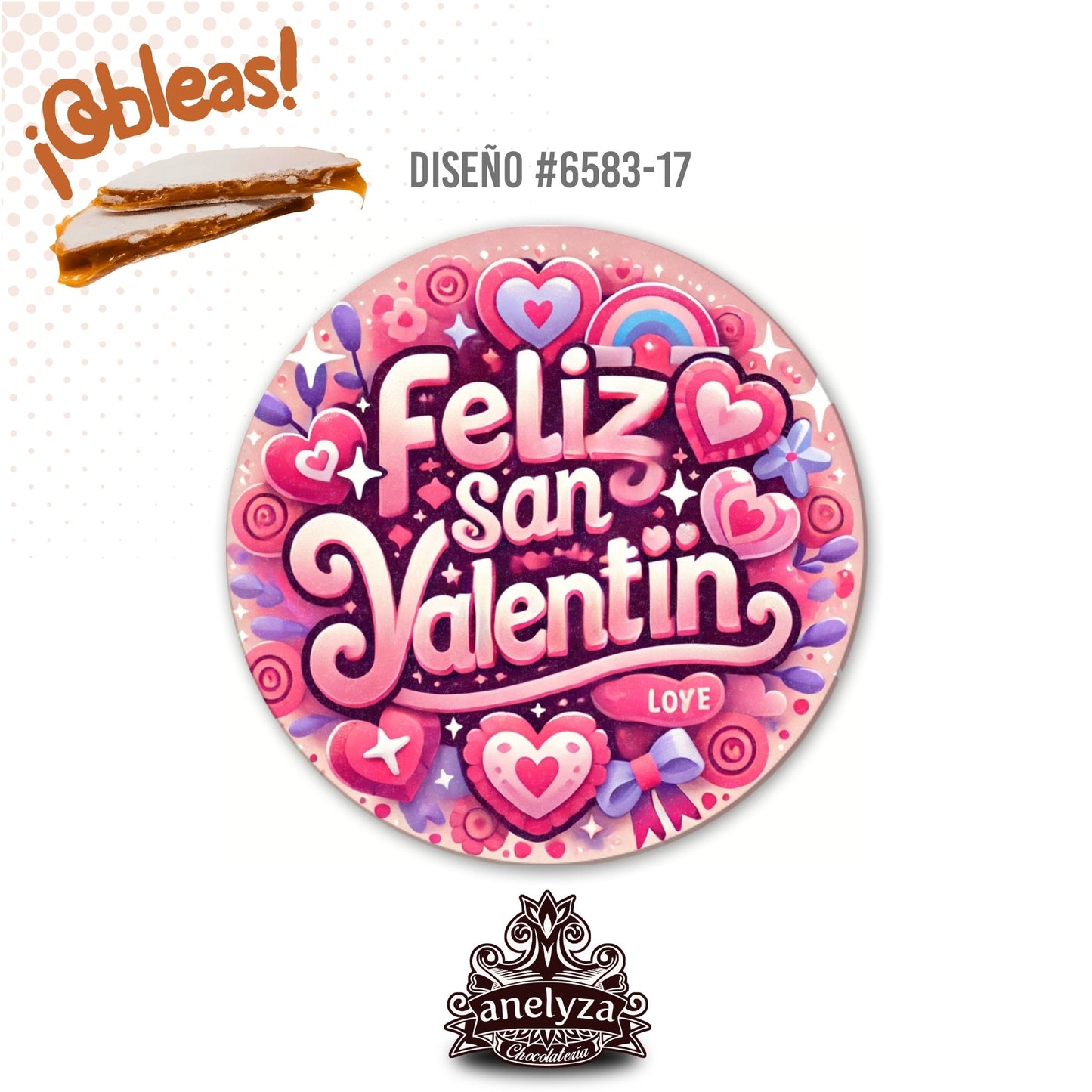 OBLEAS RELLENAS PERSONALIZADAS DISEÑ0 #6583-17 SAN VALENTIN