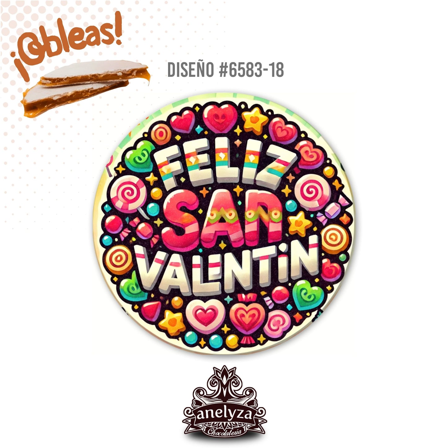 OBLEAS RELLENAS PERSONALIZADAS DISEÑ0 #6583-18 SAN VALENTIN