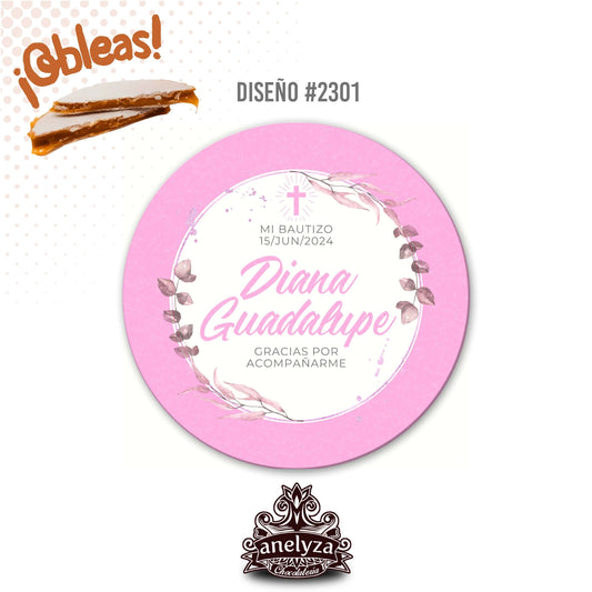 OBLEAS RELLENAS PERSONALIZADAS DISEÑO #2301 BAUTIZO