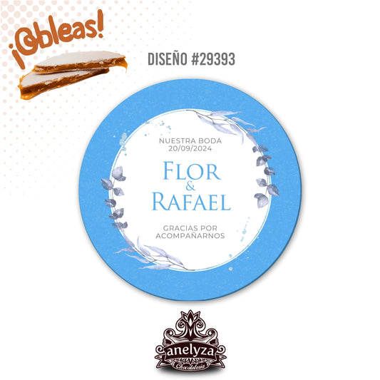 OBLEAS RELLENAS PERSONALIZADAS DISEÑO #29393 AZUL CELESTE BODAS