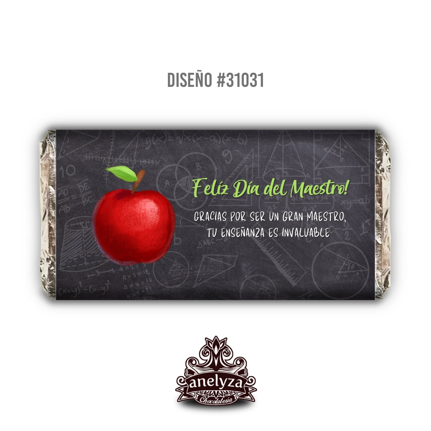 BARRAS DE CHOCOLATE PERSONALIZADAS DISEÑ0 #31031 DÍA DEL MAESTRO