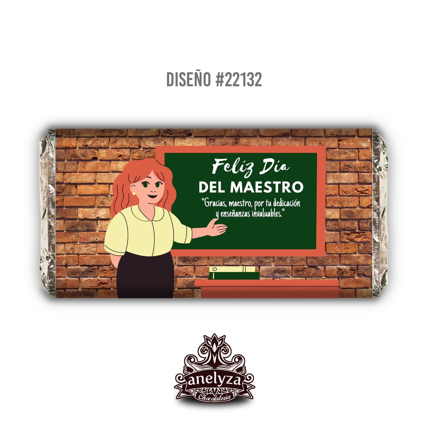 BARRAS DE CHOCOLATE PERSONALIZADAS DISEÑ0 #22132 DÍA DEL MAESTRO
