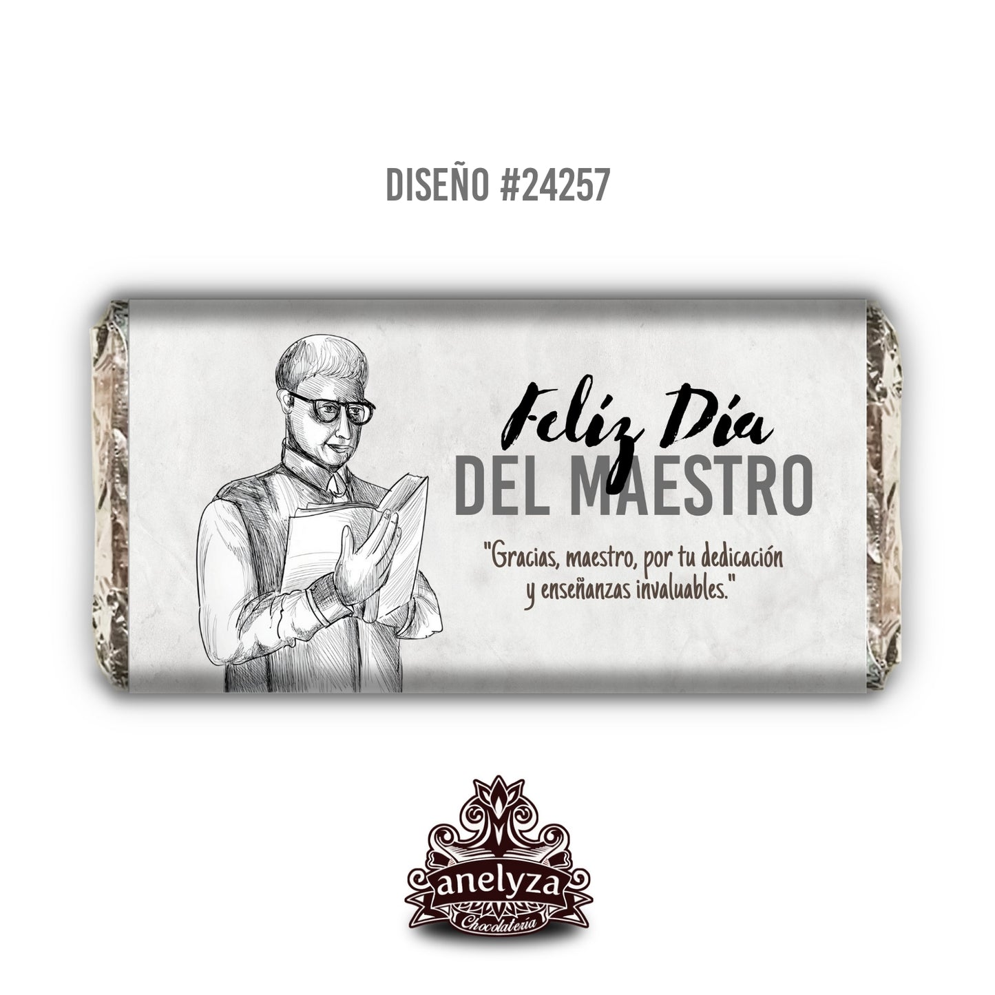 BARRAS DE CHOCOLATE PERSONALIZADAS DISEÑ0 #24257 DÍA DEL MAESTRO