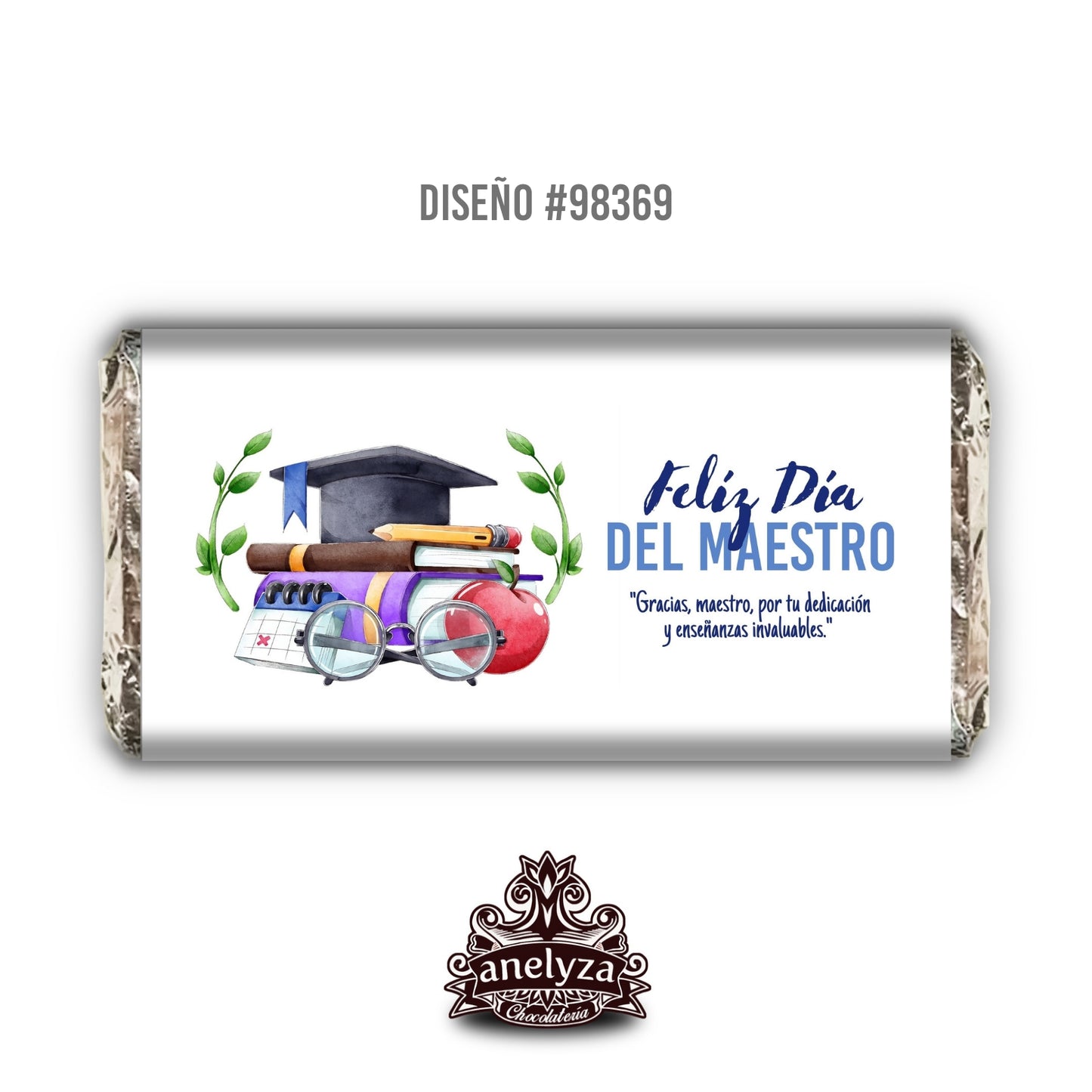 BARRAS DE CHOCOLATE PERSONALIZADAS DISEÑO #98369 DIA DEL MAESTRO
