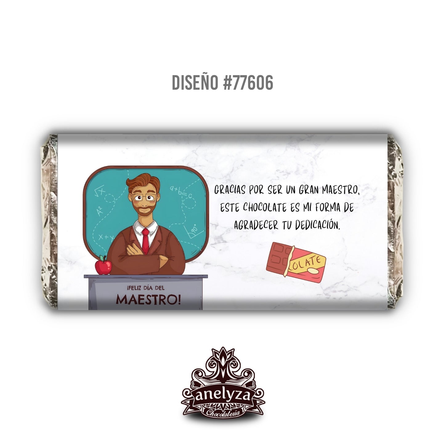 BARRAS DE CHOCOLATE PERSONALIZADAS DISEÑ0 #77606 DÍA DEL MAESTRO