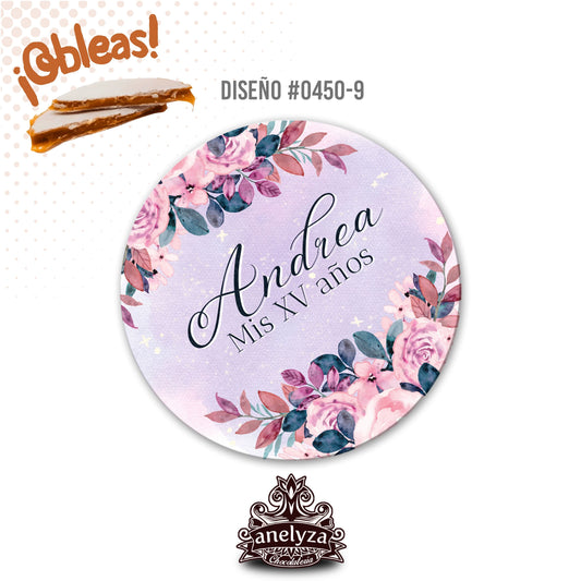 OBLEAS RELLENAS PERSONALIZADAS DISEÑO 0450-9 XV AÑOS