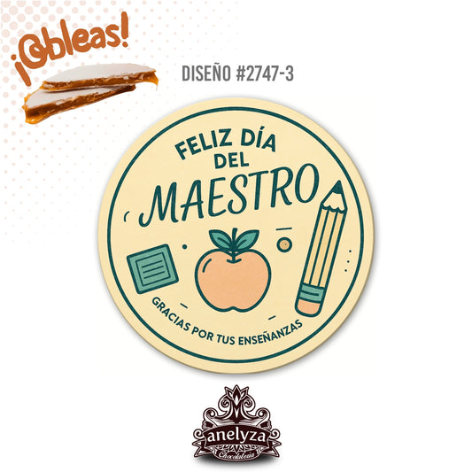 OBLEAS RELLENAS PERSONALIZADAS DISEÑ0 #2747-3 DÍA DEL MAESTRO