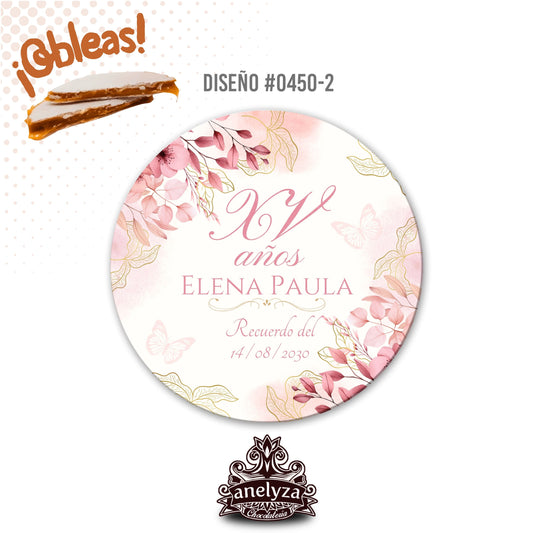 OBLEAS RELLENAS PERSONALIZADAS DISEÑO 0450-2 XV AÑOS