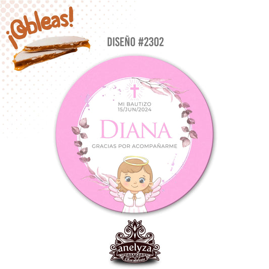 OBLEAS RELLENAS PERSONALIZADAS DISEÑO #2302 BAUTIZO