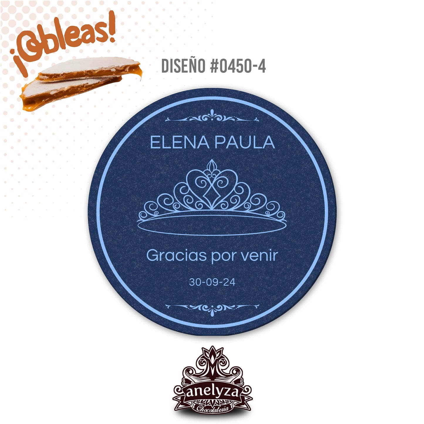 OBLEAS RELLENAS PERSONALIZADAS DISEÑO 0450-4 XV AÑOS