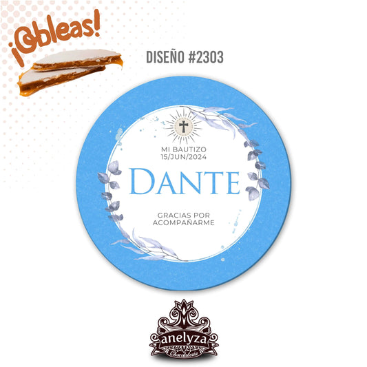 OBLEAS RELLENAS PERSONALIZADAS DISEÑO #2303 BAUTIZO