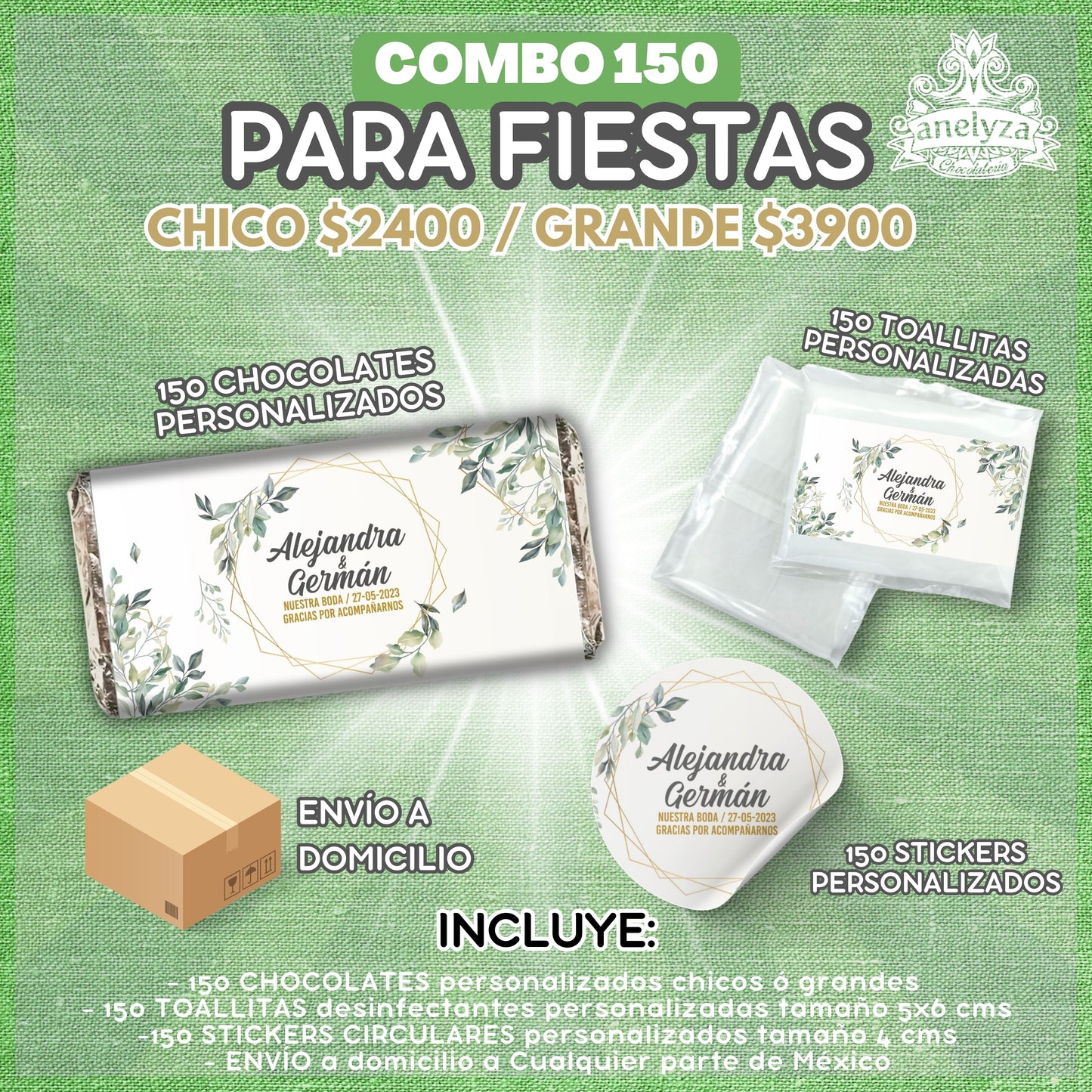 COMBO FIESTAS 150 PIEZAS DE C/U