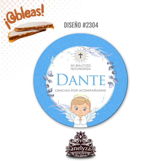 OBLEAS RELLENAS PERSONALIZADAS DISEÑO #2304 BAUTIZO
