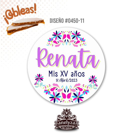 OBLEAS RELLENAS PERSONALIZADAS DISEÑO 0450-11 XV AÑOS