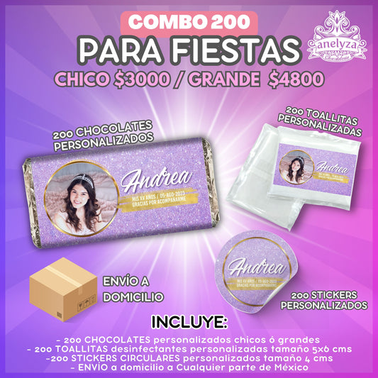 COMBO FIESTAS 200 PIEZAS DE C/U