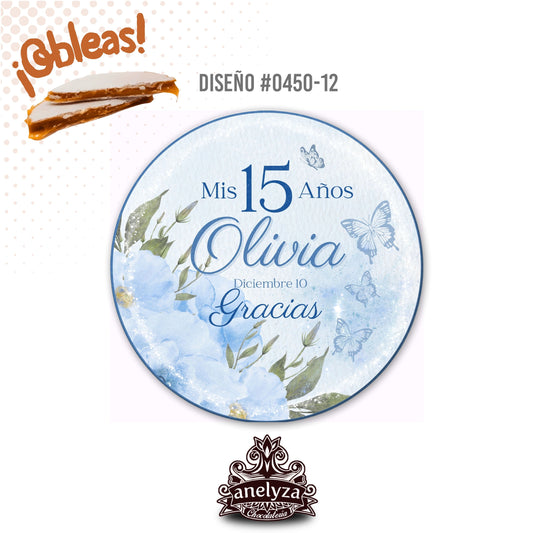 OBLEAS RELLENAS PERSONALIZADAS DISEÑO 0450-12 XV AÑOS