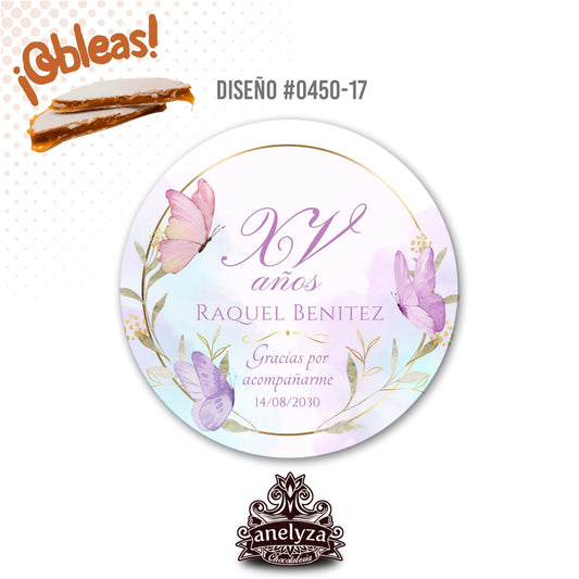 OBLEAS RELLENAS PERSONALIZADAS DISEÑO 0450-17 XV AÑOS