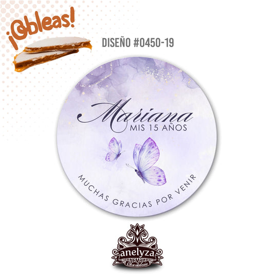 OBLEAS RELLENAS PERSONALIZADAS DISEÑO 0450-19 XV AÑOS