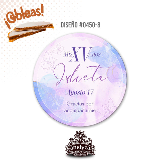 OBLEAS RELLENAS PERSONALIZADAS DISEÑO 0450-8 XV AÑOS