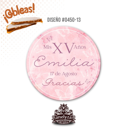 OBLEAS RELLENAS PERSONALIZADAS DISEÑO 0450-13 XV AÑOS
