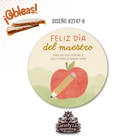 OBLEAS RELLENAS PERSONALIZADAS DISEÑ0 #2747-8 DÍA DEL MAESTRO