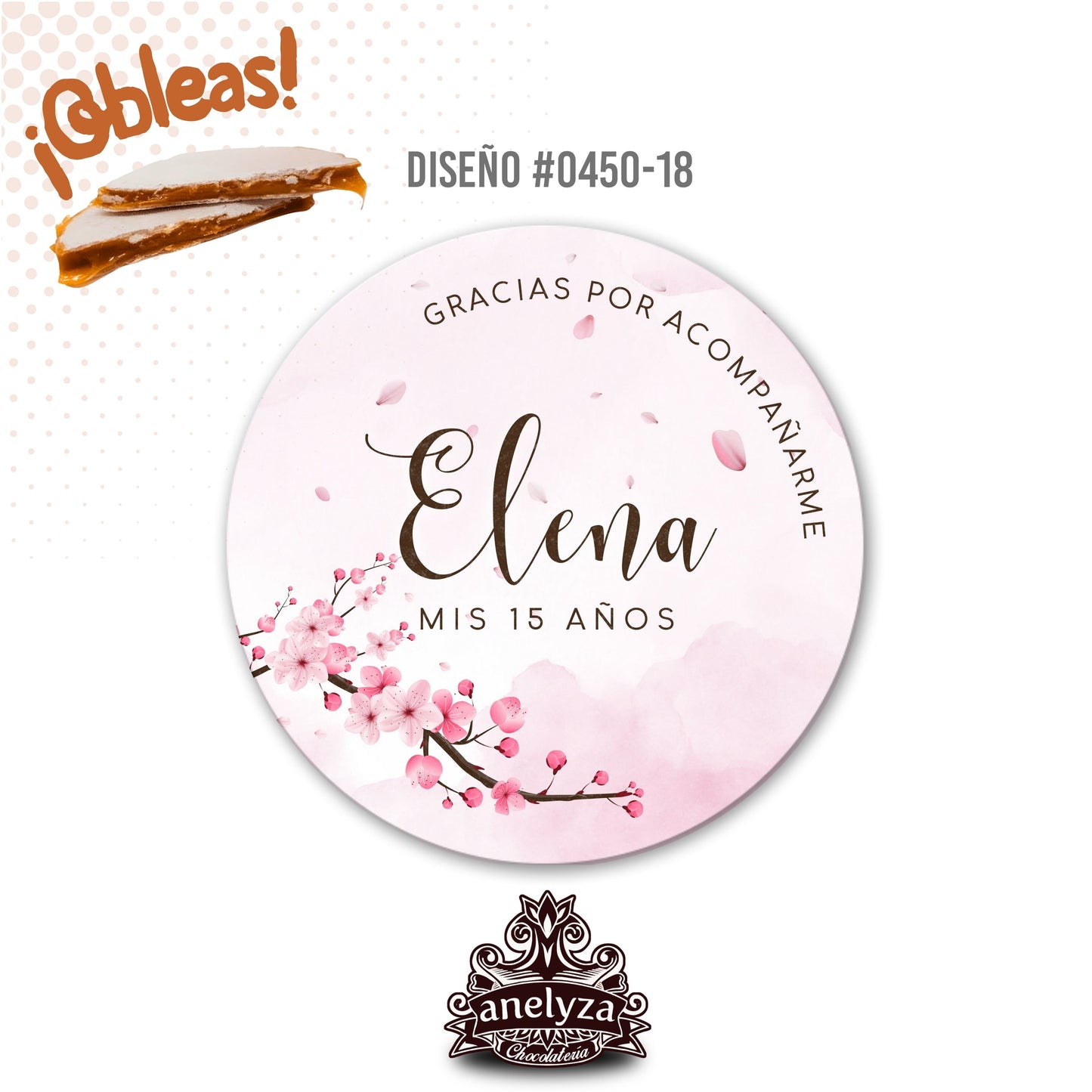 OBLEAS RELLENAS PERSONALIZADAS DISEÑO 0450-18 XV AÑOS