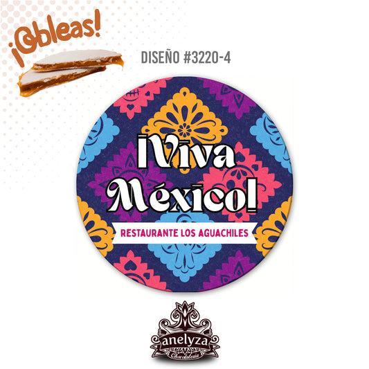 OBLEAS RELLENAS PERSONALIZADAS DISEÑO #3220-4 DÍA DE LA INDEPENDENCIA VIVA MÉXICO FIESTAS PATRIAS