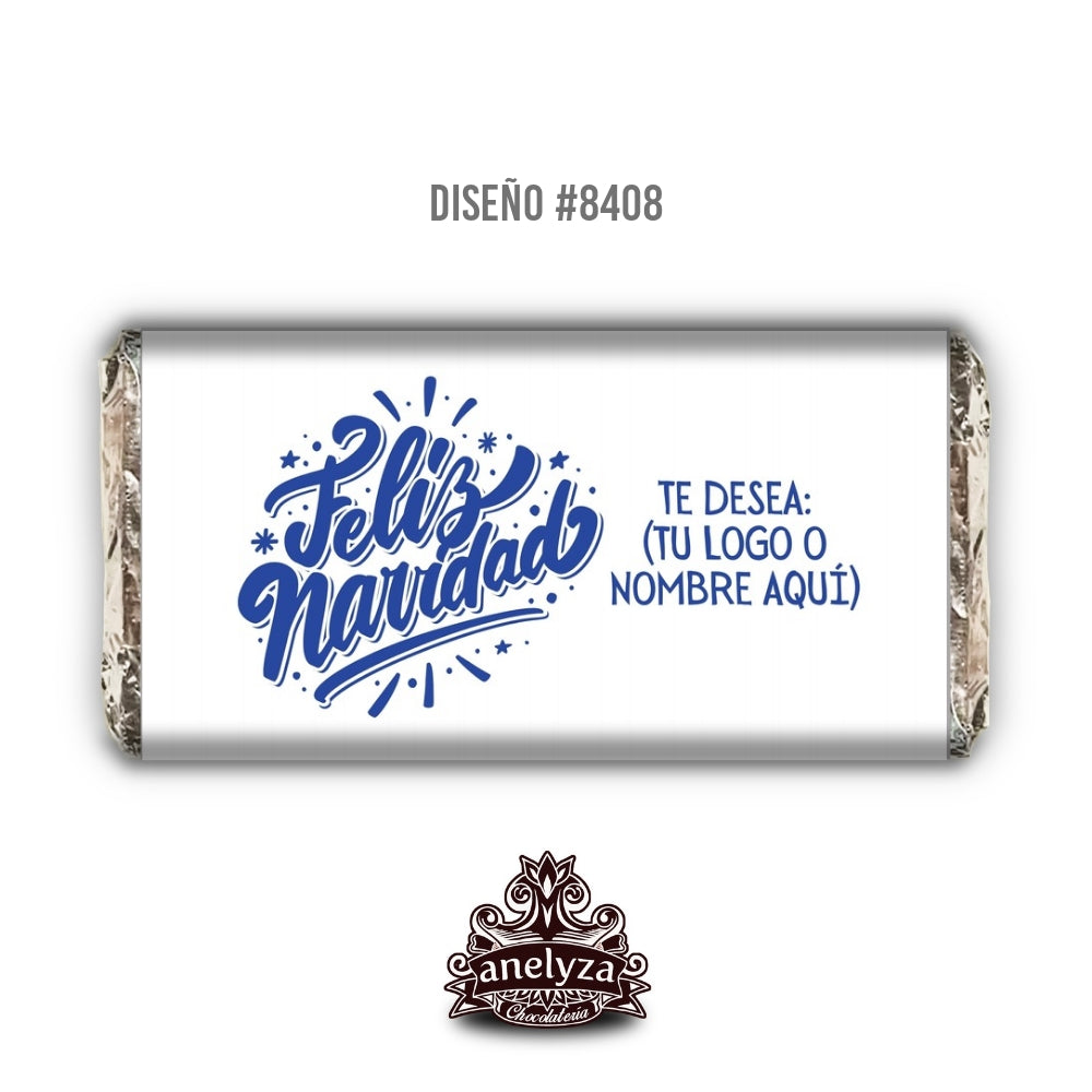 BARRAS DE CHOCOLATE PERSONALIZADAS DISEÑO #8408 NAVIDAD