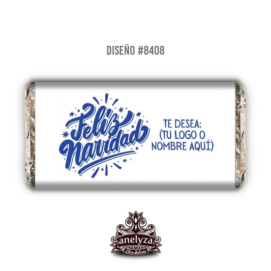 BARRAS DE CHOCOLATE PERSONALIZADAS DISEÑO #8408 NAVIDAD