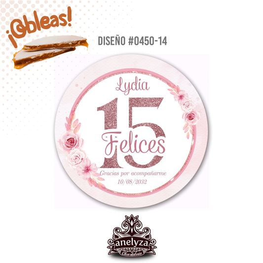 OBLEAS RELLENAS PERSONALIZADAS DISEÑO 0450-14 XV AÑOS