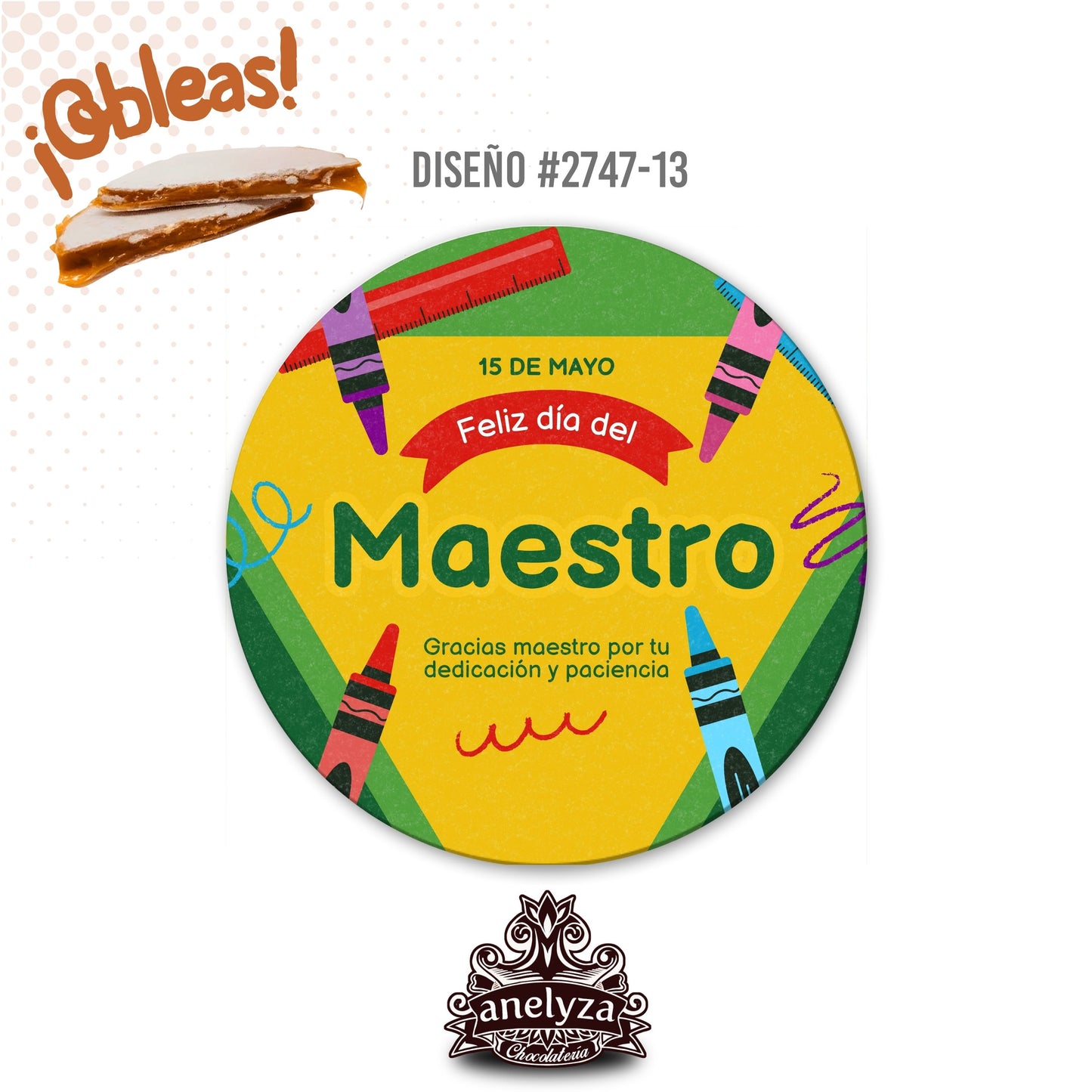 OBLEAS RELLENAS PERSONALIZADAS DISEÑ0 #2747-13 DÍA DEL MAESTRO