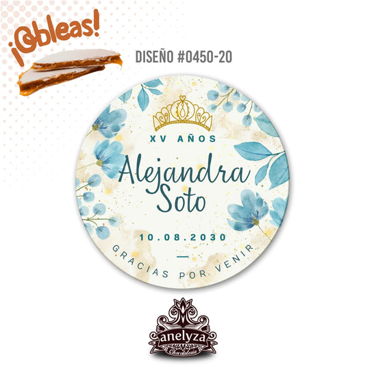 OBLEAS RELLENAS PERSONALIZADAS DISEÑO 0450-20 XV AÑOS