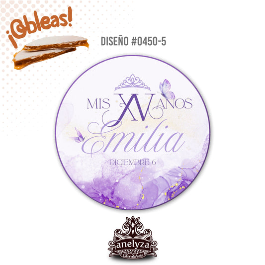 OBLEAS RELLENAS PERSONALIZADAS DISEÑO 0450-5 XV AÑOS