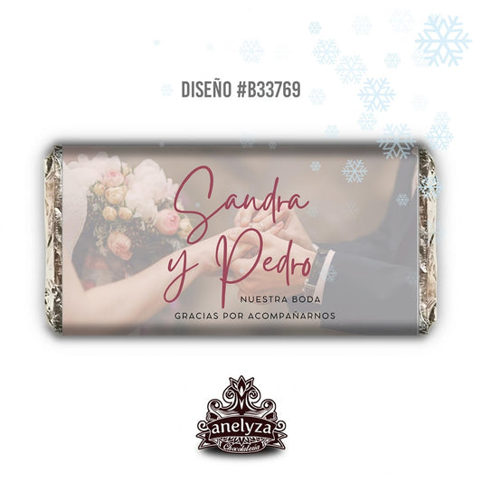 BARRAS DE CHOCOLATE PERSONALIZADAS DISEÑO #B33769 BODAS CON FOTO