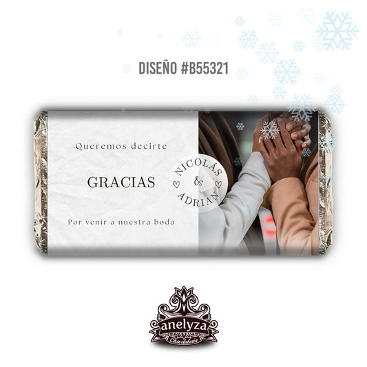 BARRAS DE CHOCOLATE PERSONALIZADAS DISEÑO #B55321 BODAS CON FOTO