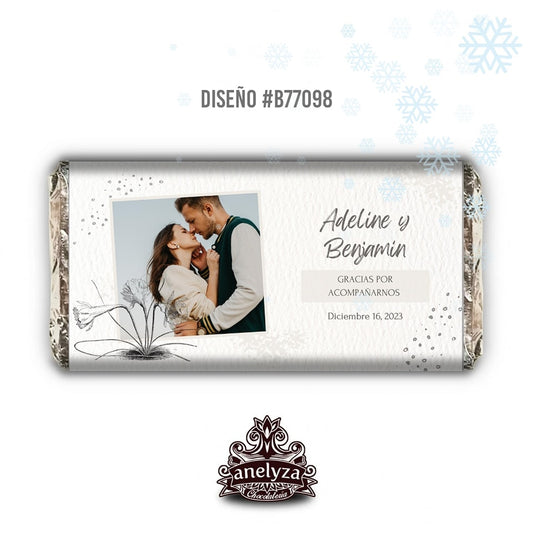 BARRAS DE CHOCOLATE PERSONALIZADAS DISEÑO #B77098 BODAS CON FOTO