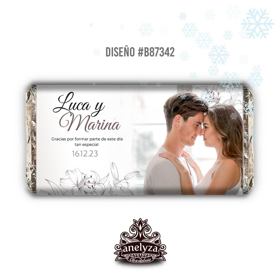 BARRAS DE CHOCOLATE PERSONALIZADAS DISEÑO #B87342 BODAS CON FOTO