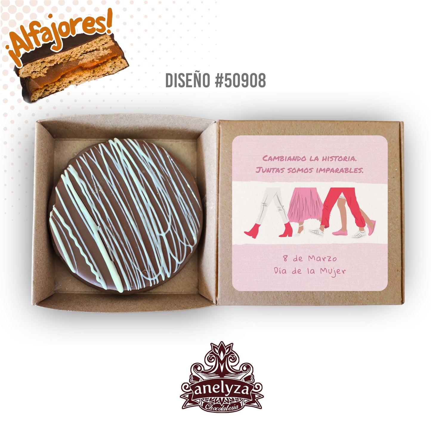 ALFAJORES PERSONALIZADOS DISEÑO #50908 DIA INTERNACIONAL DE LA MUJER