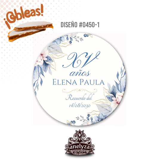 OBLEAS RELLENAS PERSONALIZADAS DISEÑO 0450-1 XV AÑOS