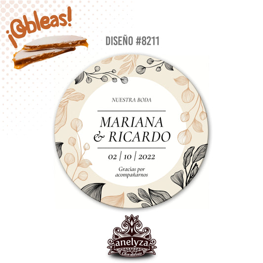 OBLEAS RELLENAS PERSONALIZADAS DISEÑO #8211 BODAS