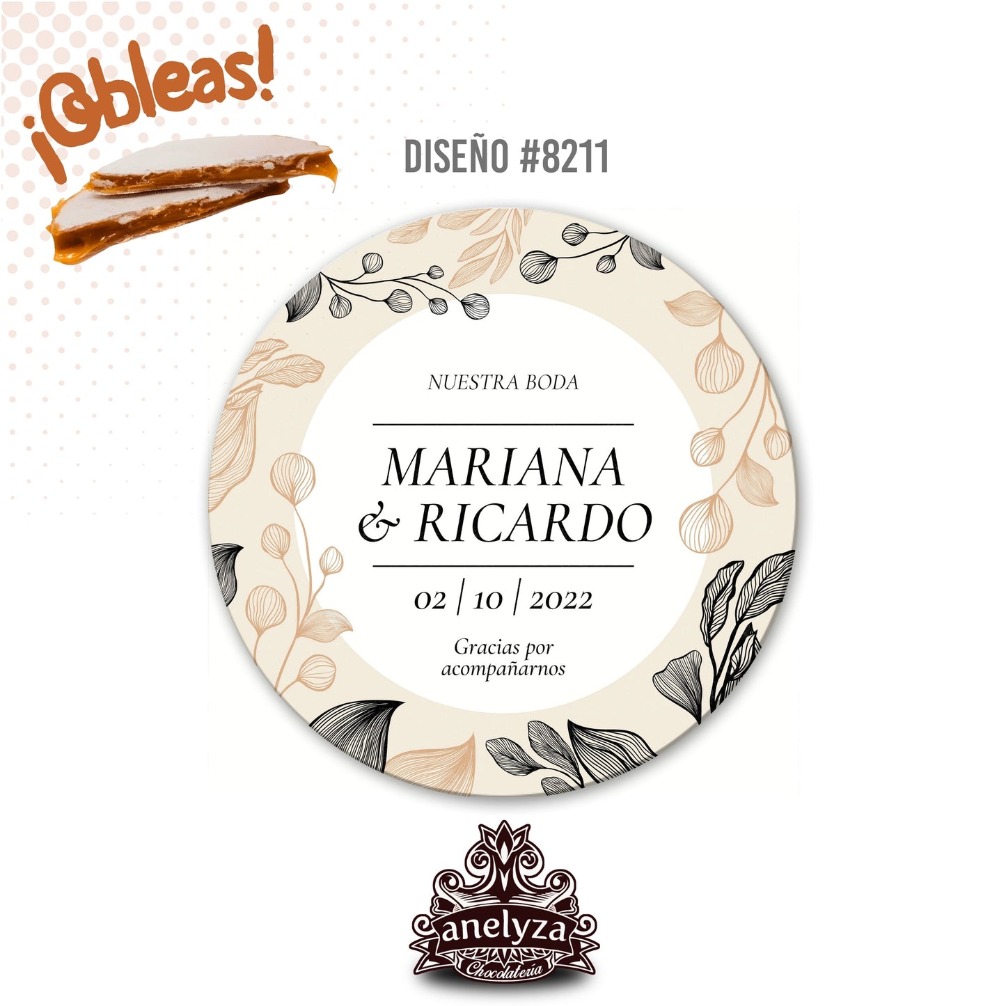 OBLEAS RELLENAS PERSONALIZADAS DISEÑO #8211 BODAS