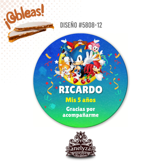OBLEAS RELLENAS PERSONALIZADAS DISEÑO #5808-12 SONIC FIESTAS INFANTILES