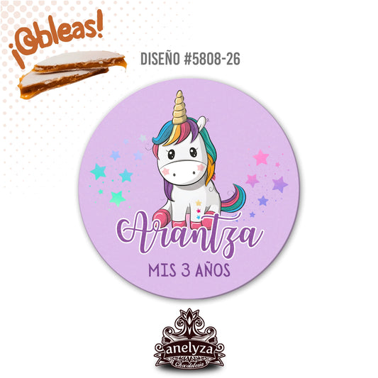 OBLEAS RELLENAS PERSONALIZADAS DISEÑO #5808-26 UNICORNIO FIESTAS INFANTILES